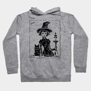 Vintage Witch and Cat Hoodie